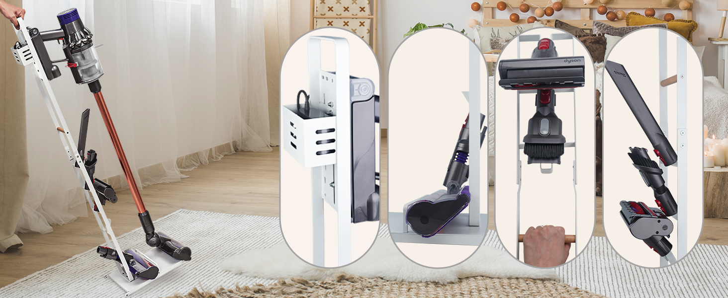 Тримач для пилососа Dyson V15, V12, V11, V10, V8, V7, V6 - білий. Підставка для акумуляторного пилососа та аксесуарів Brian & Dany