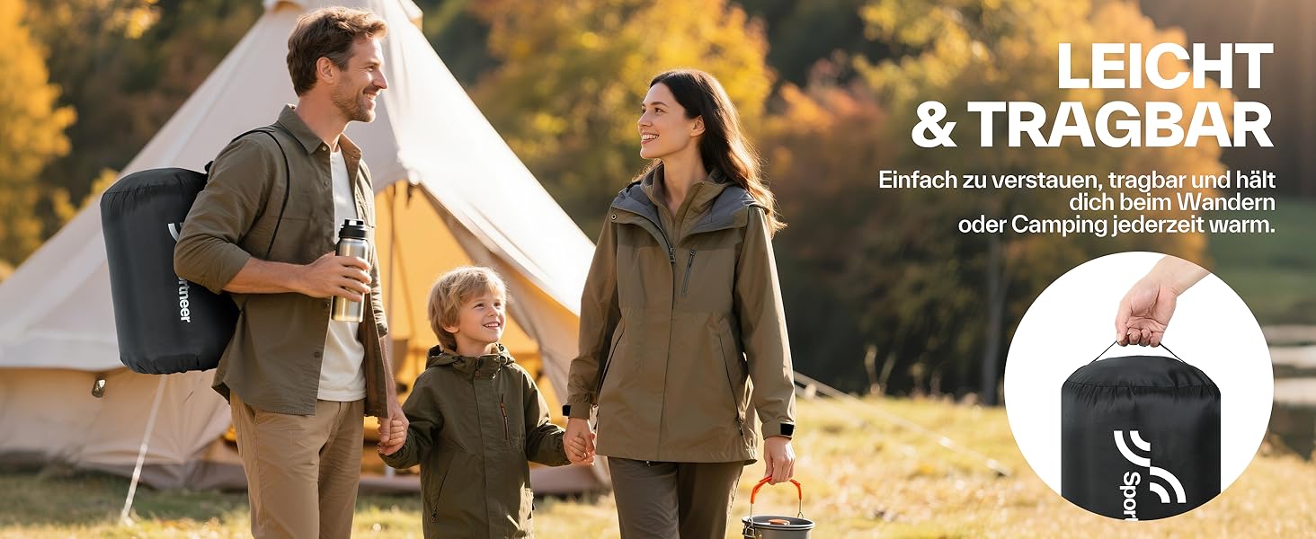 Сплячий мішок Sportneer для кемпінгу: 3-4 сезонний, легкий, компактний, для дорослих