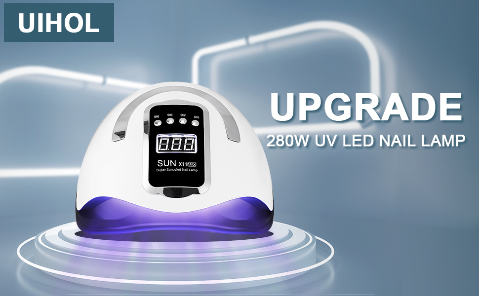 LED лампа для гель-лаку 280W з 66 LED, професійна для швидкого сушіння нігтів з таймером, LCD дисплеєм та сенсором для пальців та нігтів, підходить для гель-лаку та шелаку