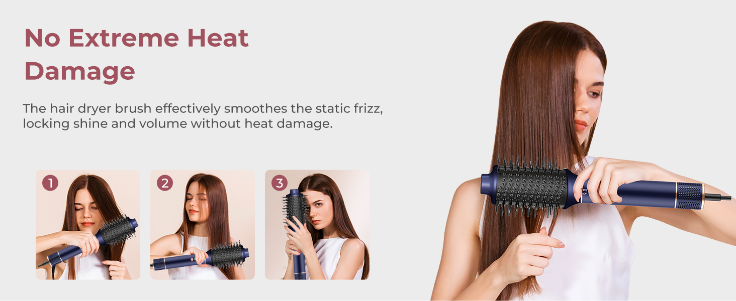 Фен-щітка Air Styler Pro 6 в 1: 1000W, для всіх типів волосся (блакитний)