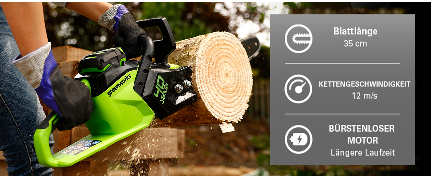 Акумуляторна ланцюгова пила Greenworks G40CS30II 40V, шина 30 см (12