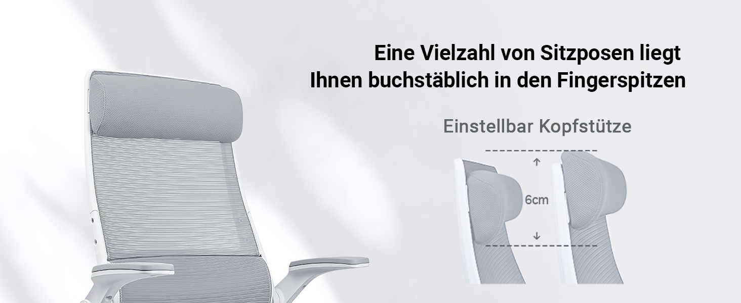 Ергономічне крісло для офісу з регульованою підголовником, сітчасте крісло для столу, відкидні підлокітники, широке сидіння, функція гойдання, комп'ютерне крісло EN 1335, офісне крісло 200 KG, сіре