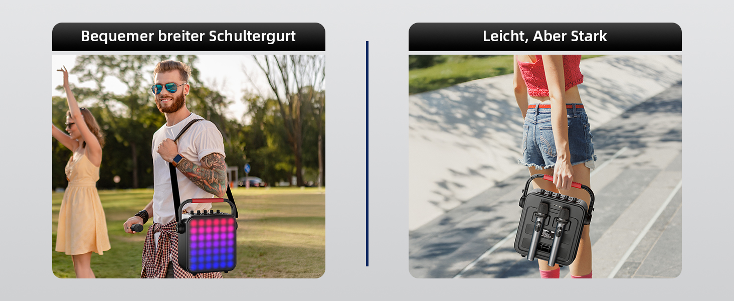 Караоке Машина з 2 мікрофонами, Bluetooth, PA Система з FM, USB, TF, AUX, Ехо, Регулювання Bass/Treble, Чорний