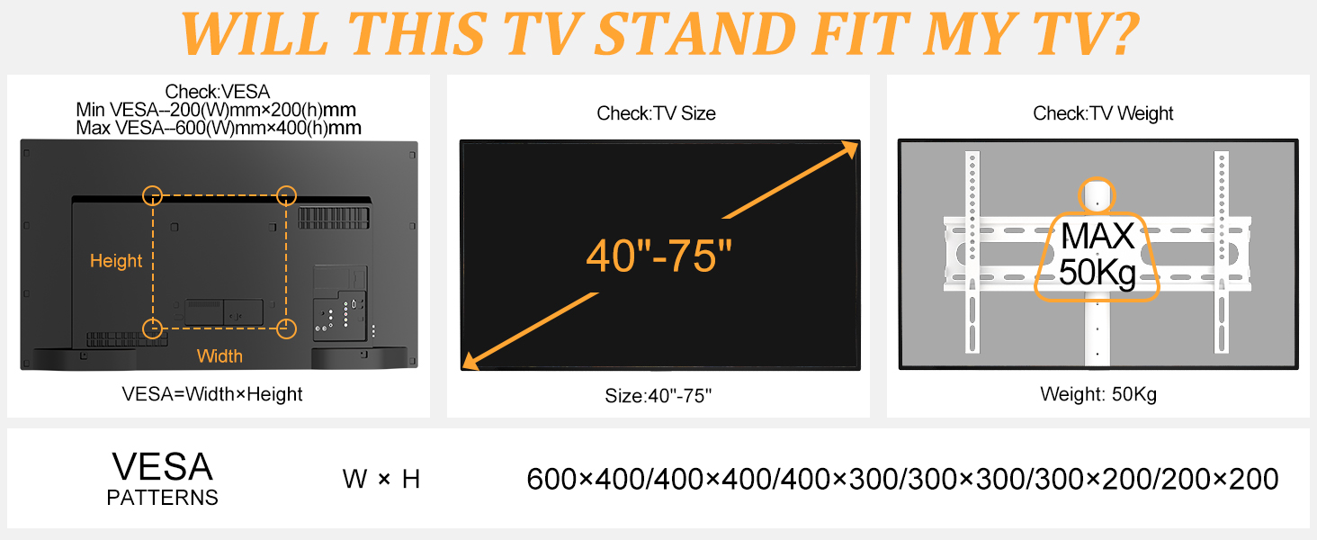 Підставка для телевізора Unho з коліщатками, регульована по висоті, для телевізорів 40-75 дюймів, VESA 600x400 мм, до 50 кг, біла