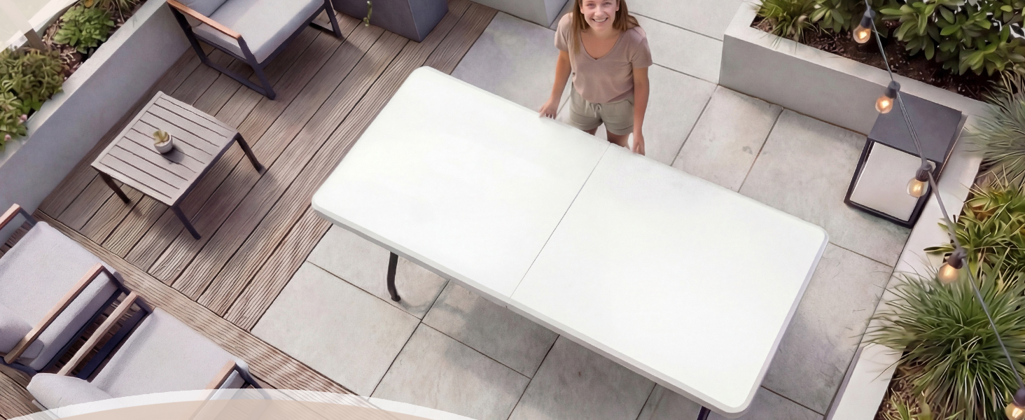 Садовий стіл Casaria® 183x76 см, складний, білий - для саду, тераси, кемпінгу