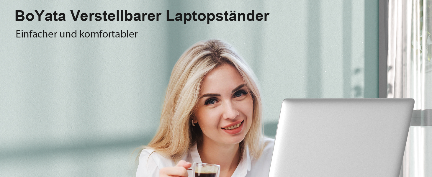 Adjustable Aluminum Laptop Stand - Ventilated Laptop Holder for 10-17 Inch Laptops, MacBooks, Dell, HP, Samsung, Acer - Silver