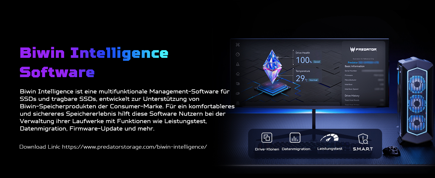 SSD Acer Predator GM7 1TB M.2 NVMe PCIe 4.0 - Швидкість читання до 7400 МБ/с - для ПК, ноутбука, PS5