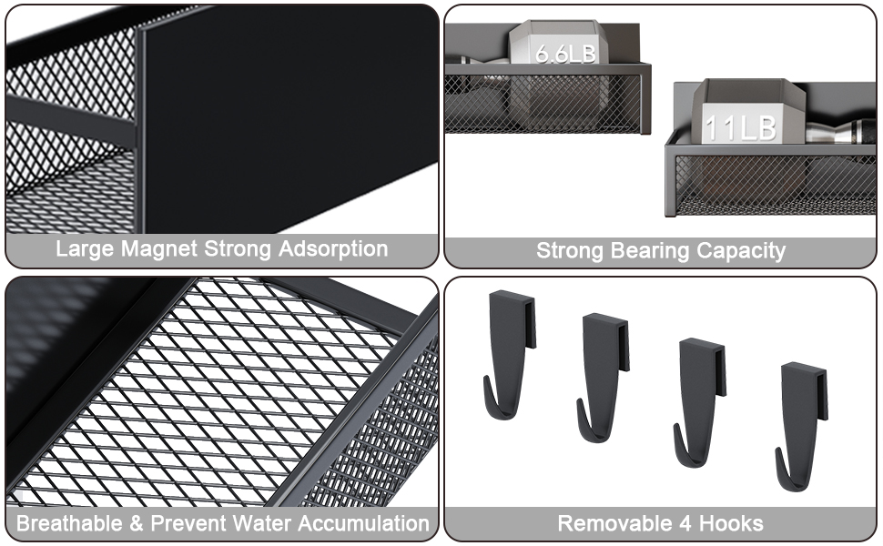 Магнітна поличка для холодильника з 8 гачками, 2 шт. - органайзер для кухні