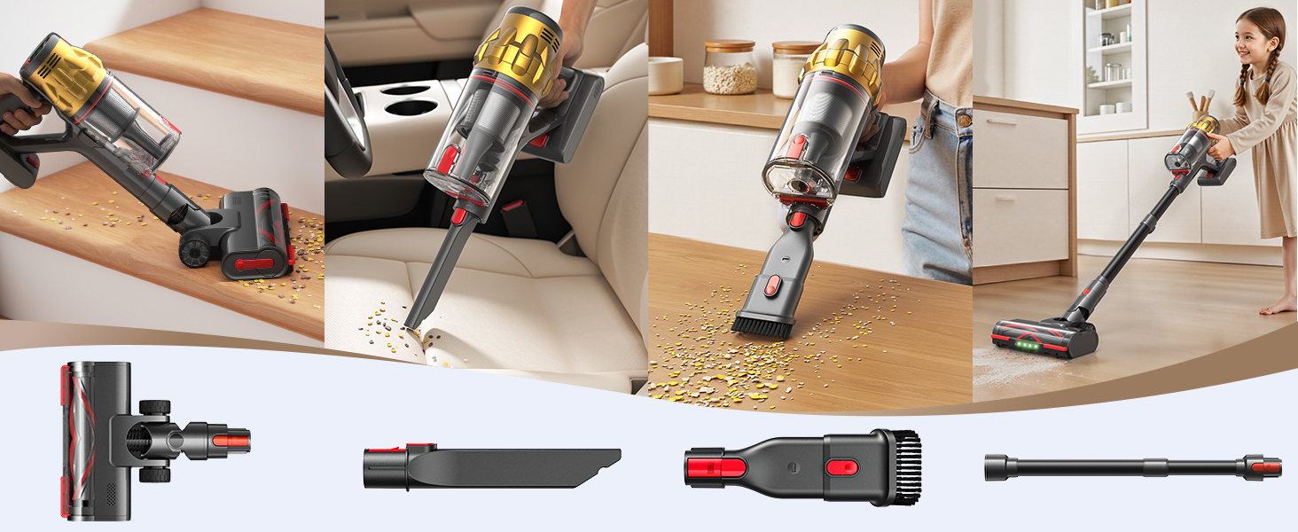 Бездротовий акумуляторний пилосос Lubluelu 550W/50KPa з дисплеєм та антизаплутувальною насадкою, до 50 хвилин роботи, для твердих поверхонь, килимів та шерсті тварин