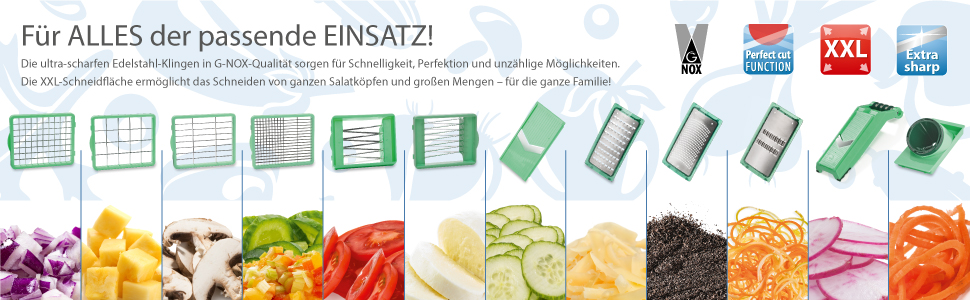 Мультифункціональна овочерізка Genius Nicer Dicer Chef 34-в-1 з томаторізкою, скляною чашею, для нарізки овочів, спіралей, скибок, соломки, джулієн