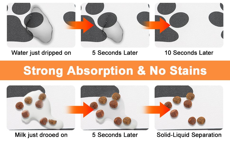 Килимок для тварин, надпоглинувач, для собак та котів, з неслизьким гумовим дном, швидковисихаючий, миючий, 40 x 60 см, 2 пари принтів лап, з точками