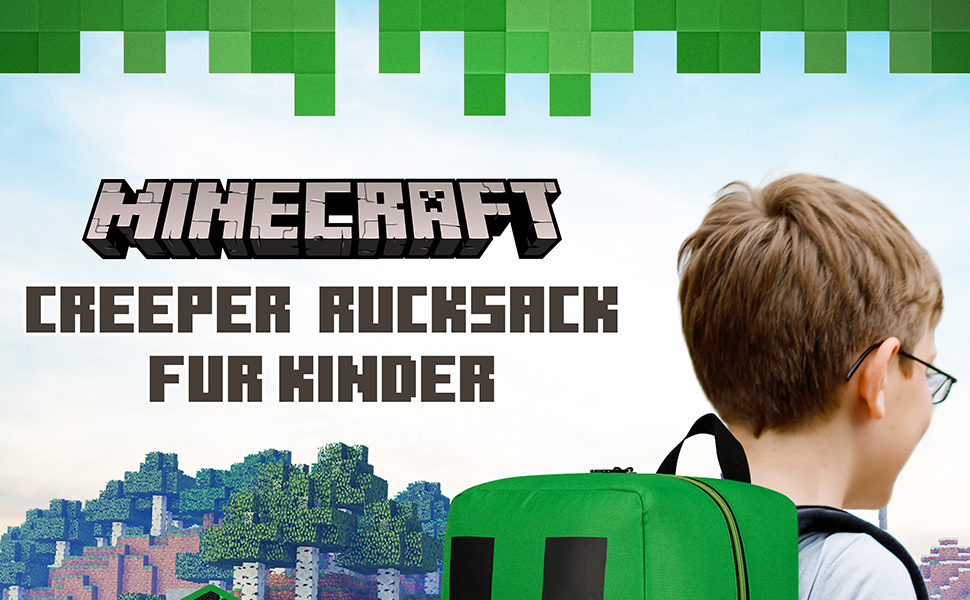 Дитячий рюкзак Minecraft Creeper для хлопчиків, шкільний рюкзак для спорту та прогулянок, зелений 3D, 46 x 21 x 18.5 см