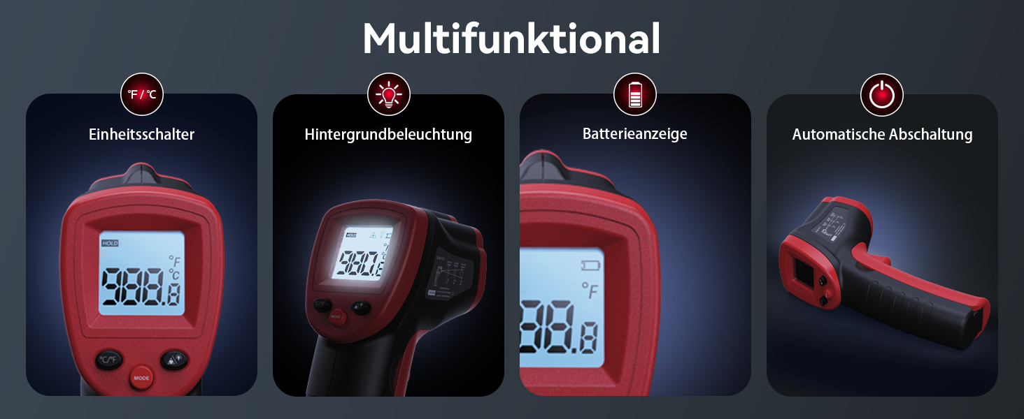 Інфрачервоний термометр Wintact -50℃ - 590℃, цифровий, безконтактний, для кухні та піци, WT320