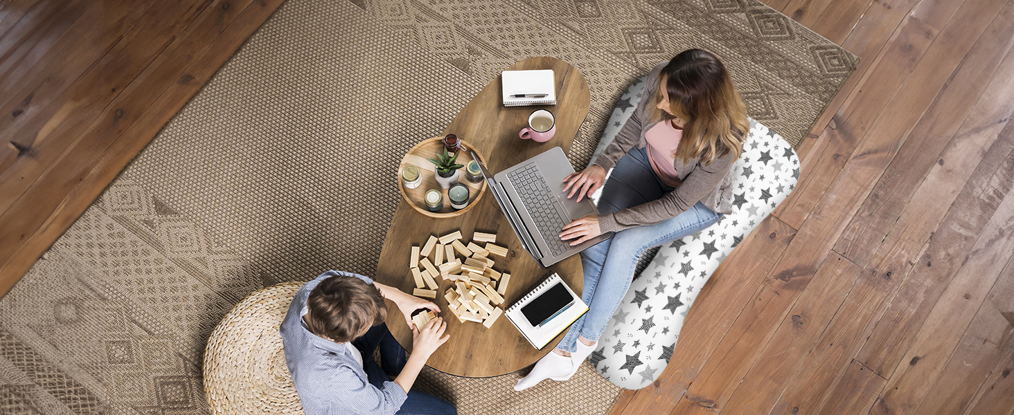 Подушка для годування Amilian Stillkissen для сну на боці, вагітних та після пологів, XXL, Body Pillow, небесно-блакитний