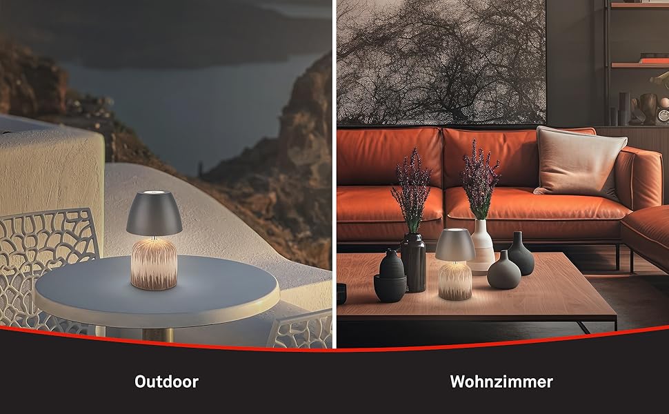 LED лампа BRILONER настільна бездротова IP44 з торканням, регульована яскравість, керамічний цоколь, нічник, лампа для читання, декоративна лампа, настільна лампа, акумуляторна лампа, для вулиці, 13,5x22 см, (антрацит-дерево)