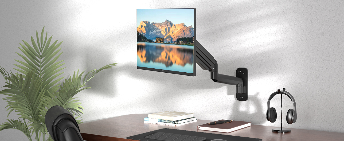 Кріплення для монітора Suptek, 13-32 дюйми, LED/LCD/TV, до 9 кг, газ-амортизатор, регулювання висоти, нахил, поворот, VESA 75/100, чорний