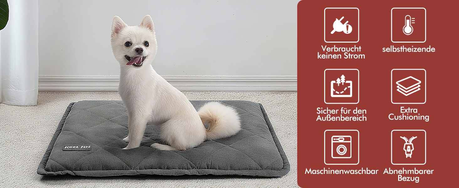 Самогріюча ковдра для собак та котів Mora Pets, 89 x 58 см, темно-сірий велюр