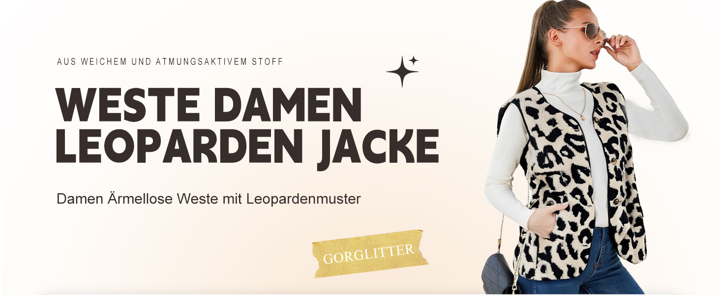 Жіноча жилетка GORGITTER з леопардовим принтом, без рукавів, легка, тепла, з ґудзиками, повсякденна, перехідна жилетка для осені та зими, бежева, розмір S