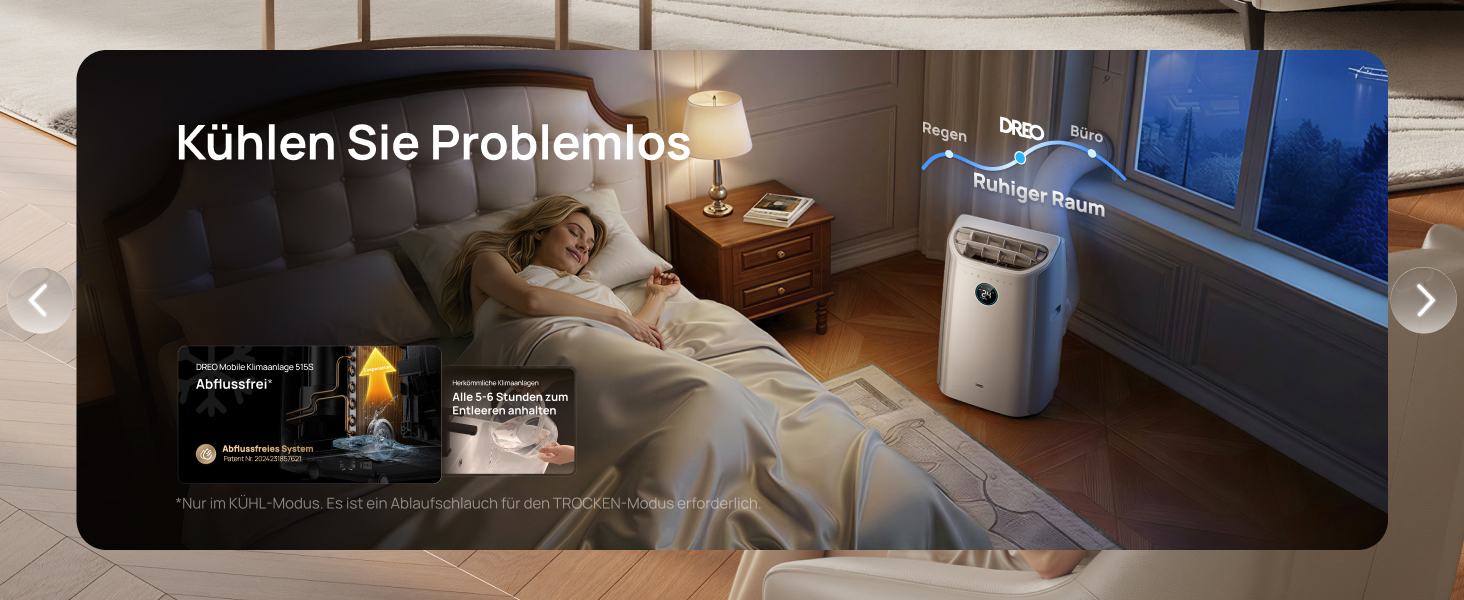 Портативний кондиціонер DREO 10000 BTU з охолодженням без дренажу, керуванням через додаток/голос/пульт, таймером 24 год та функцією вентилятора та осушувача повітря, AC515S