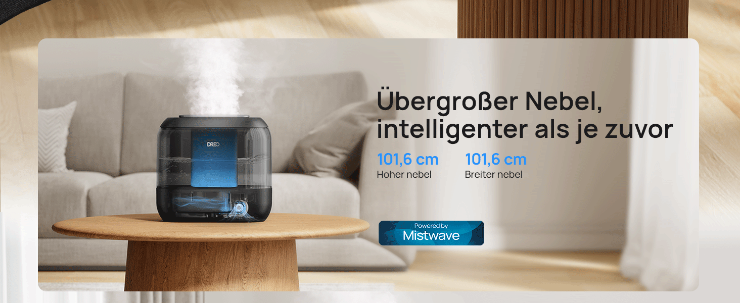 Дрео Дрео Smart Увлажнитель воздуха для спальни, верхнього заповнення, 4л, большой охладитель, увлажнитель с маслом, диффузор та нічне світло, 32 години роботи, тихий ультразвуковий увлажнитель для дому, чорний