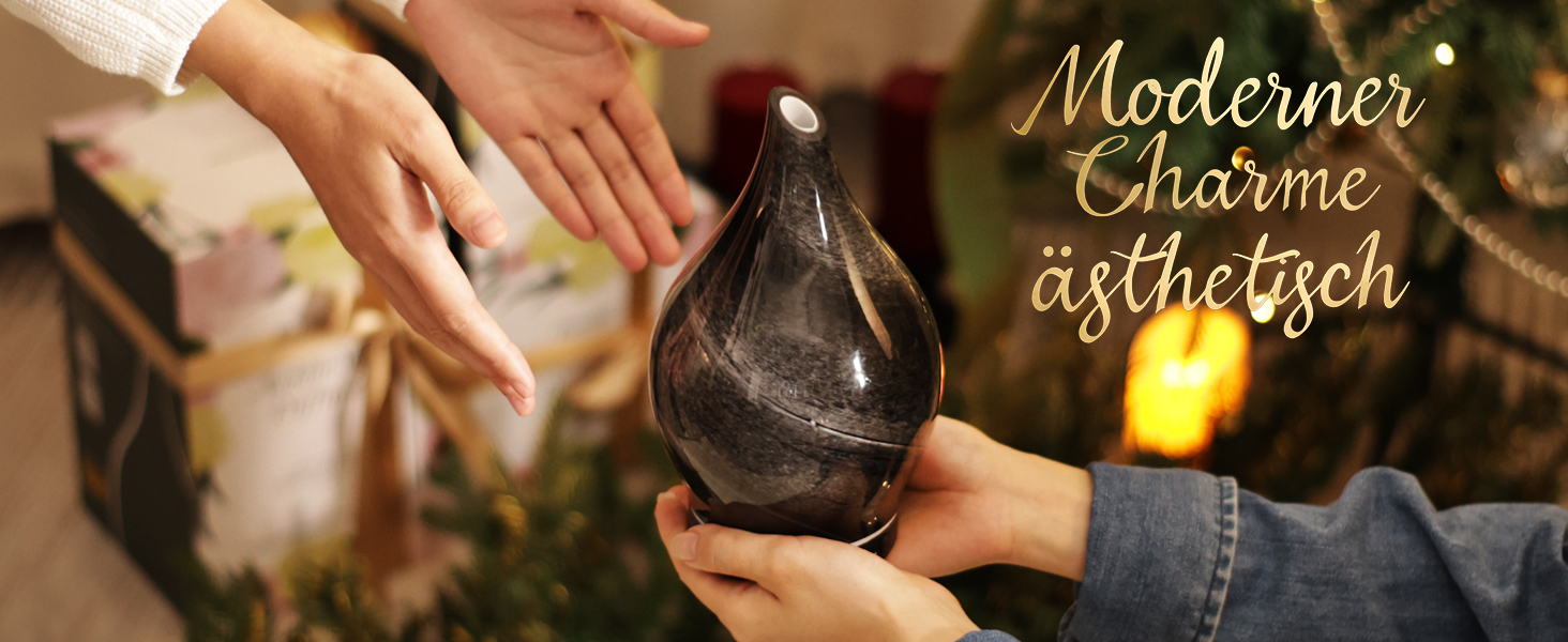 Ароматичний дифузор Porseme Aroma 500 мл, скляний зволожувач повітря, ультразвуковий аромадифузор з LED-підсвіткою 7 кольорів, для ефірних олій, працює до 21 години, тихий, для дому (Rosegold)