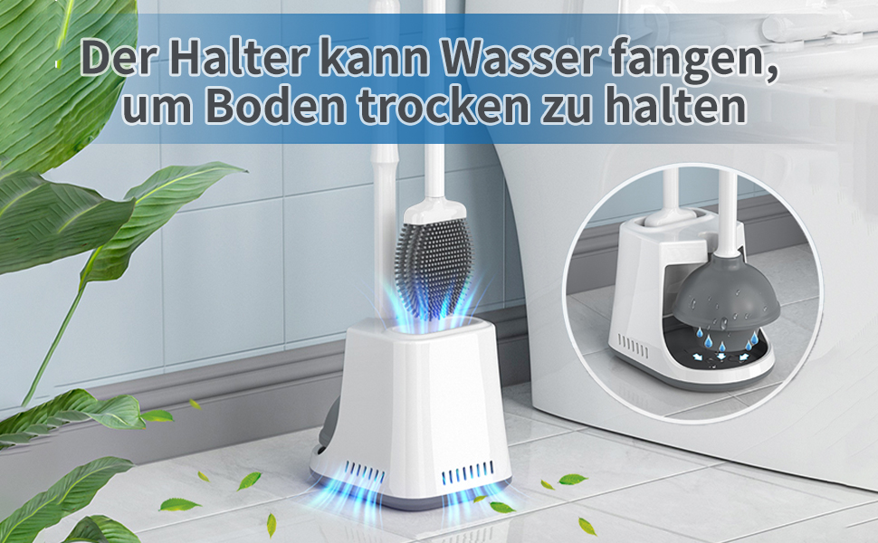 Набір для чищення унітазу з силіконової щітки та поршня, білий, з тримачем, для унітазу