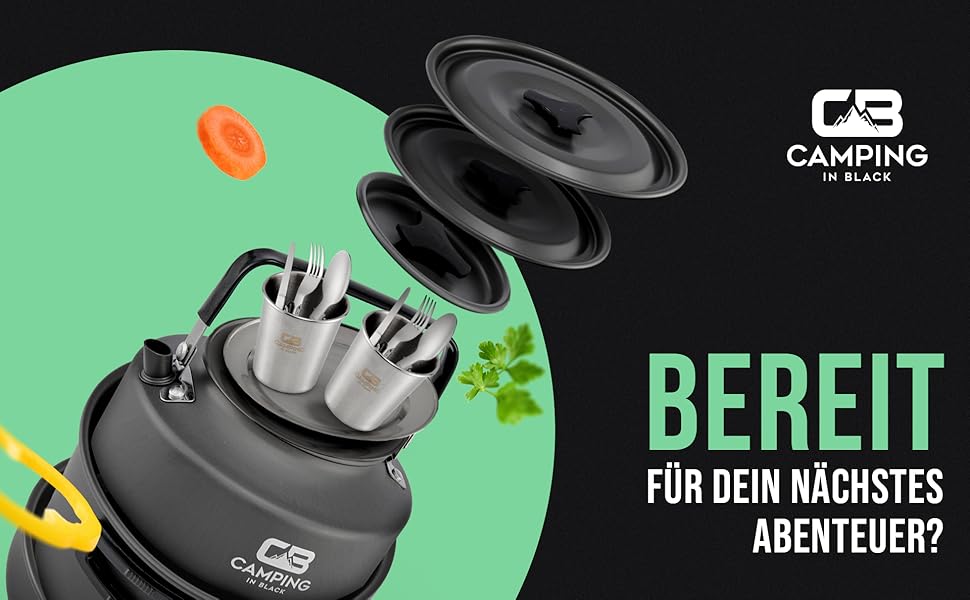 Набір посуду для кемпінгу - кухонний набір для 2 осіб з алюмінію та нержавіючої сталі