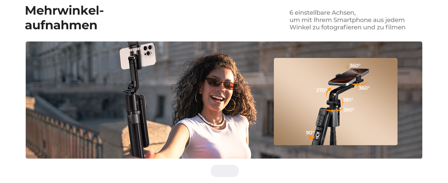 Штатив K&F Concept Smart Series з кільцевою світлодіодною лампою, 1.8 м, алюмінієвий, з функцією відстеження обличчя, сумісний з iPhone/Samsung/Android та DJI/Insta Sport Cameras