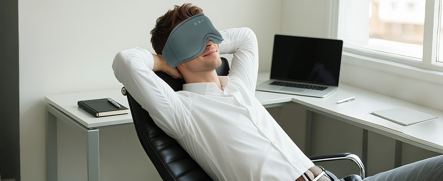 Сліп-маска з навушниками MUSICOZY з бамбука та бавовни, Bluetooth v5.4, 3D, для тих, хто спить на боці, з мікрофоном, сірий колір