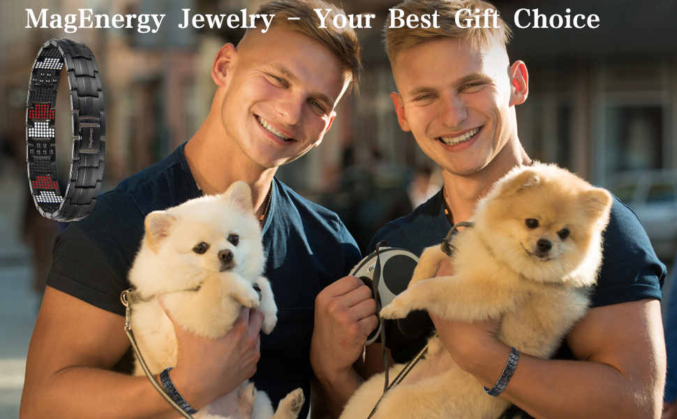 Браслет чоловічий MagEnergy з міді та магнітами – 3 шт., регульований, чорний