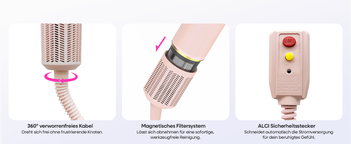 Аirstyler 7-в-1: Фен, плойка, брашинг, термощітка, автоматична завивка, іонізація, захист від пошкоджень, рожевий