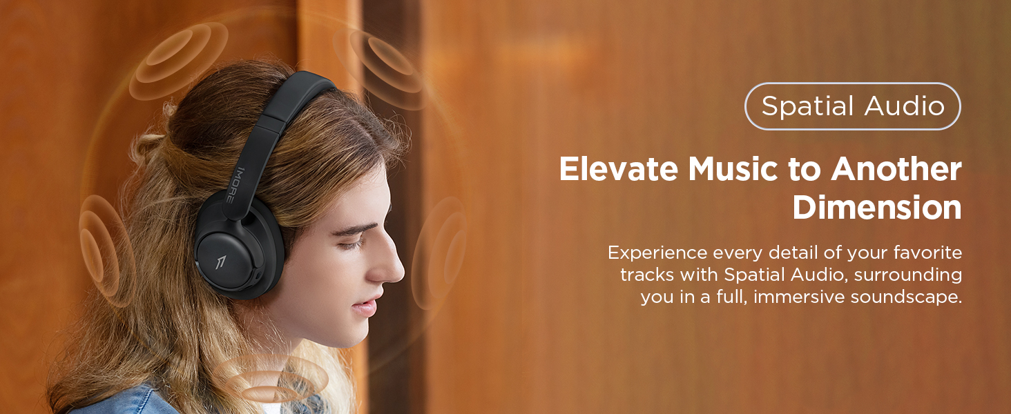 1MORE HQ31 Бездротові навушники Bluetooth Over-Ear з активним шумозаглушенням, 90 годин роботи, Hi-Res Audio, об'ємним звуком, чітким дзвінком, швидкою зарядкою, EQ в додатку, чорний