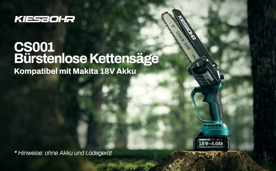 KIESBOHR Міні акумуляторна ланцюгова пила сумісна з Makita 18V, електрична пила для гілок CS001 (8 дюймів, безщіткова, без акумулятора та ланцюгового масла)