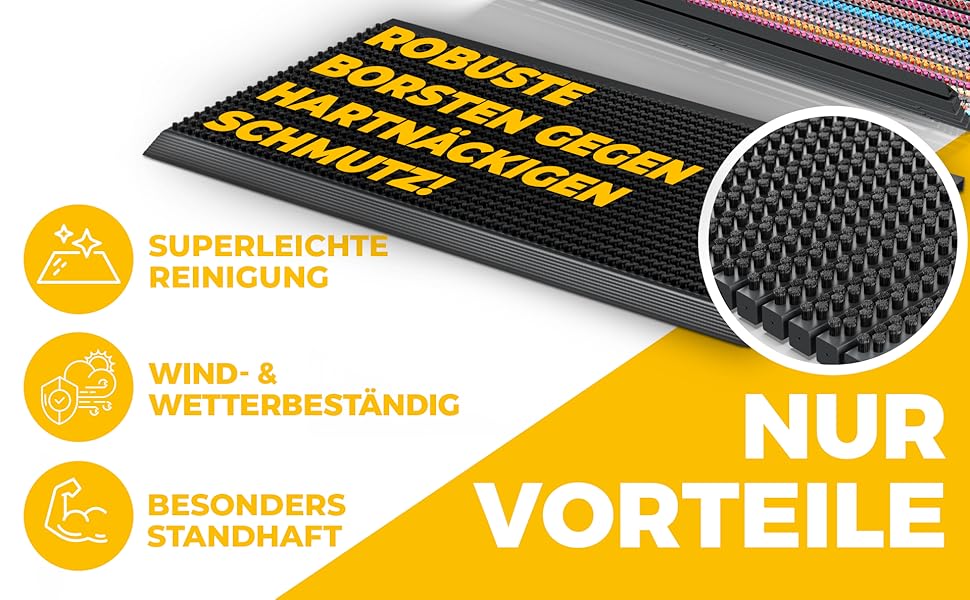 Килимок для порогу 40x60 см - алюміній, плоский, неслизький, для дому, тераси, вхідних дверей - килимок-сміттєзбирач з щітковим профілем, чорний