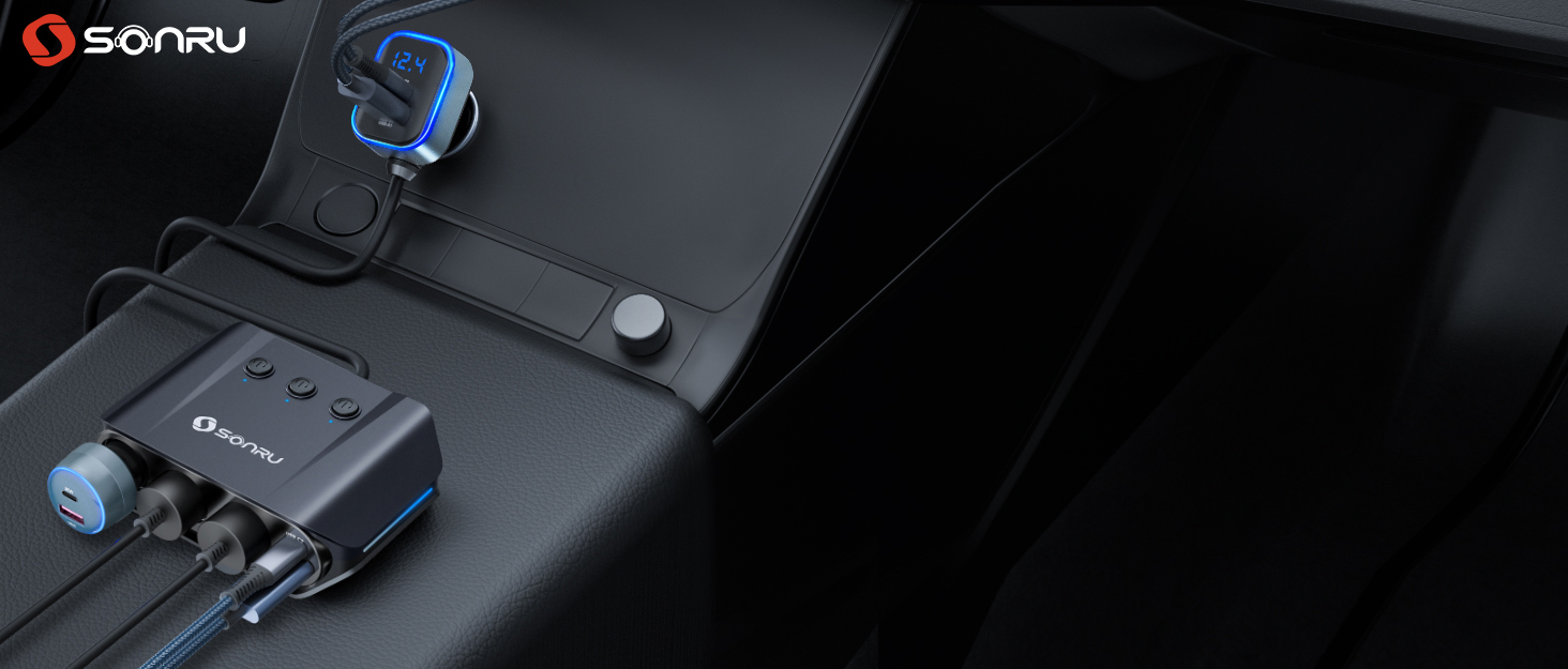 Bluetooth 5.3 адаптер-трансмітер SONRU 2 в 1, приймач та передавач AUX 3.5мм для навушників, телевізора, авто та літака, глибокий чорний