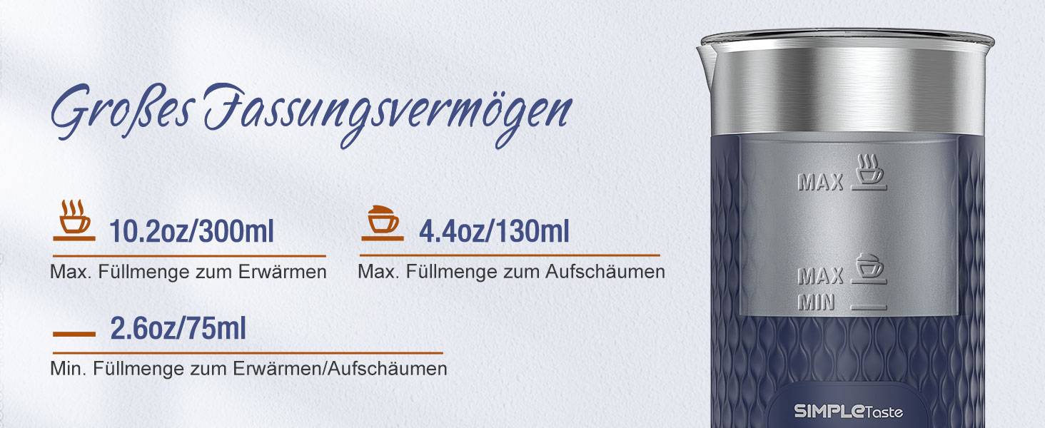 SIMPLETaste: Електричний спінювач молока 4-в-1, автоматичний спінювач та нагрівач молока для лате, капучино, макіато (блакитний)