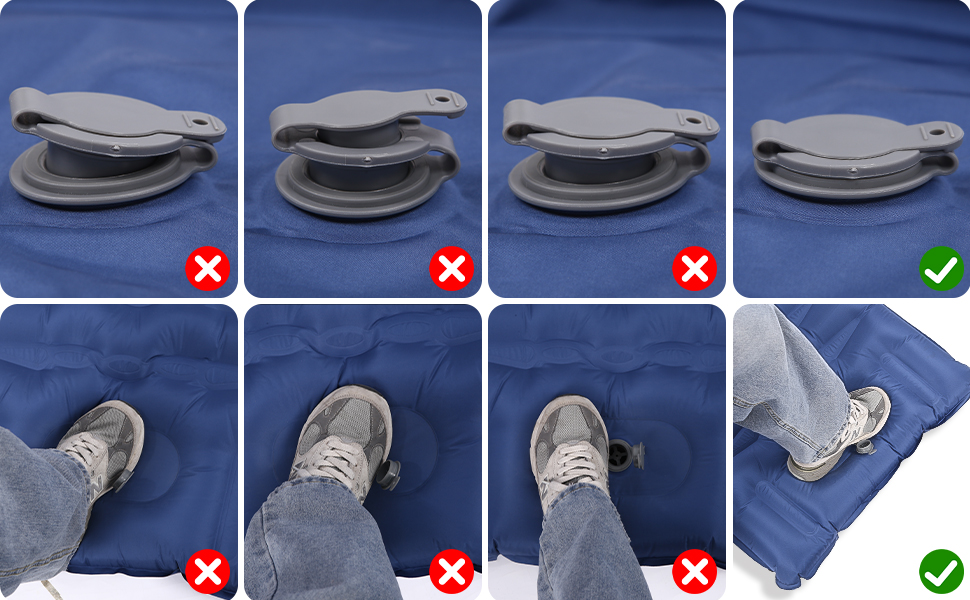 Tixexo Self-Inflating Sleeping Pad - Camping Air Mattress with Foot Pump - 13cm Thick, Spliceable, for Hiking & Outdoor Use (Blue)