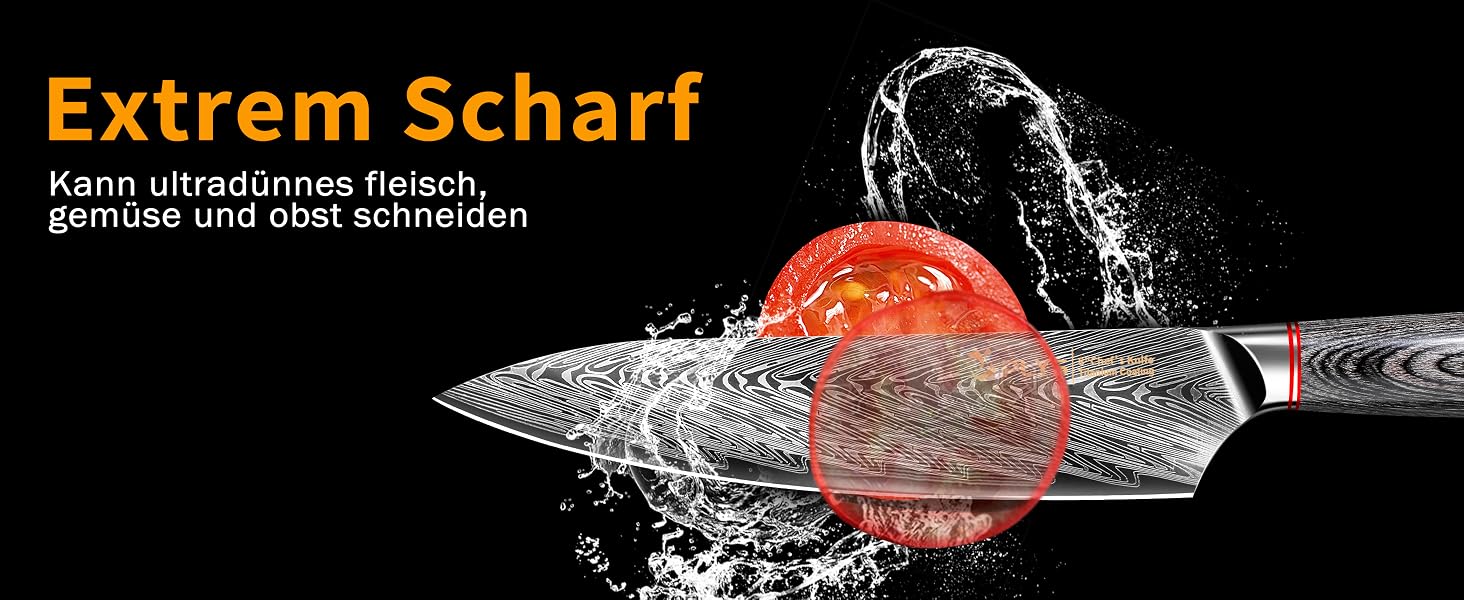Ніж кухонний професійний Plys Schwarz Titan: гострий ніж для м'яса та овочів, сталь, дерев'яна ручка, подарунок для чоловіків