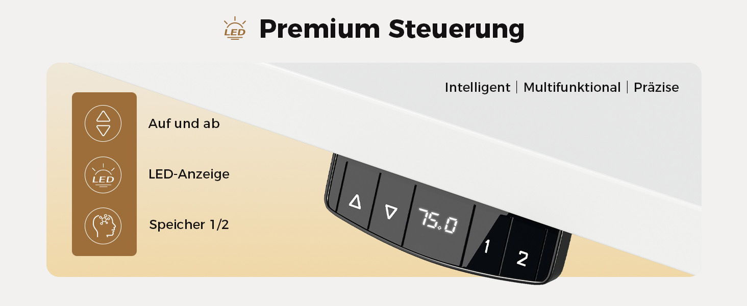 Електричний регульований стіл Agilestic 140x60 см з LED-підсвіткою, USB-портом та мобільним тримачем монітора, білий