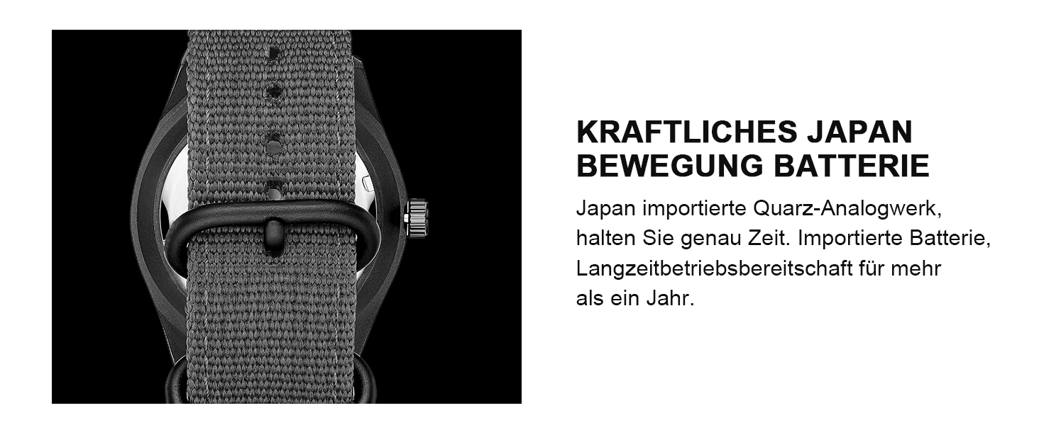 HANPOSH Чоловічий годинник Military, тактичний годинник для армії, кварцовий годинник з датою, водонепроникний 3ATM, чорний