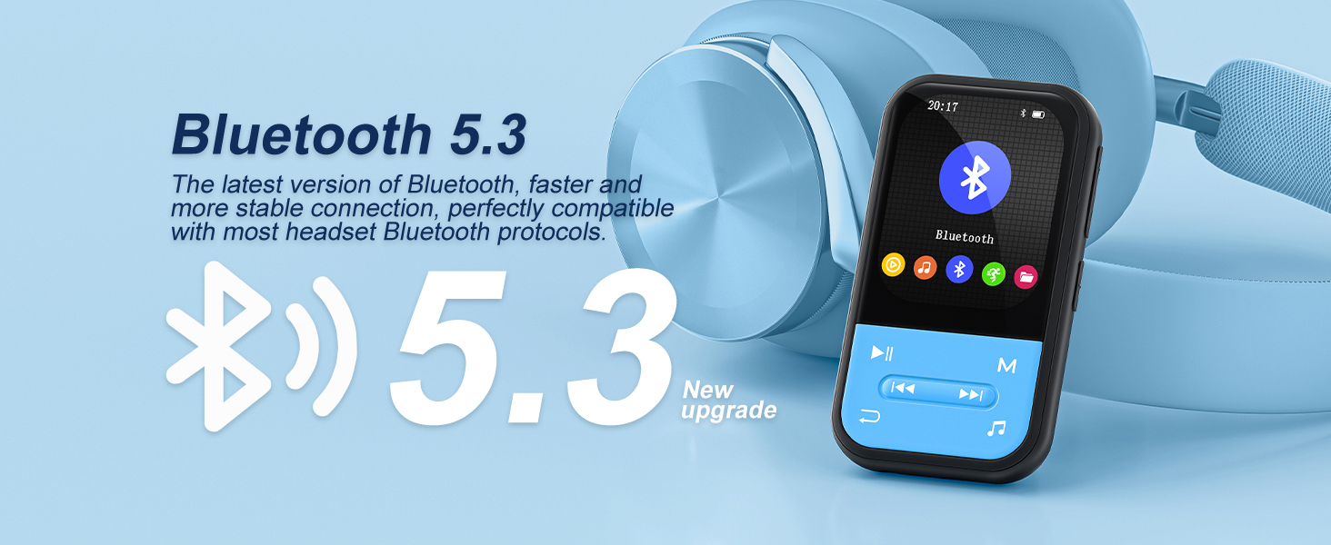 MP3-плеєр ZAQE 80GB Bluetooth WiFi Android Spotify MP4 для дітей (Blue)