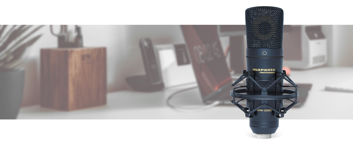 Мarantz Professional MPM-1000U: USB конденсаторний мікрофон з великою мембраною та нирковим характером для подкастів, студії та геймінгу. Комплектується кабелем USB та кріпленням для мікрофона.