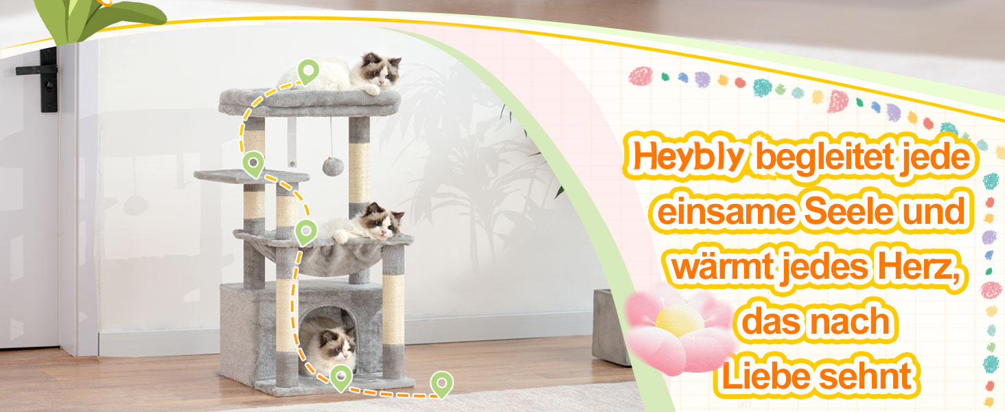 Котячий будиночок Heybly Kratzbaum HCT008SW: великий, з м'яким кошиком та місцем для сну