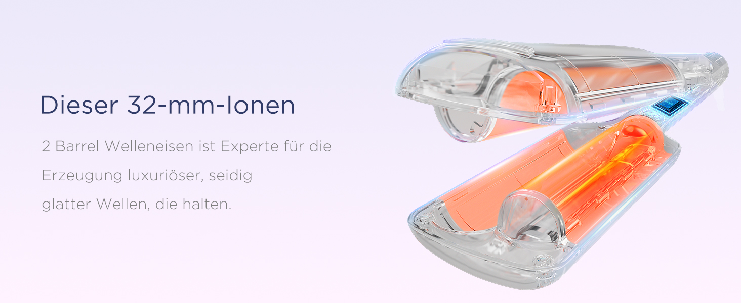 Welleneisen PARWIN PRO Meerjungfrau 32MM: великі локони, 4 температурні режими, швидке формування хвиль (Preußischblau)