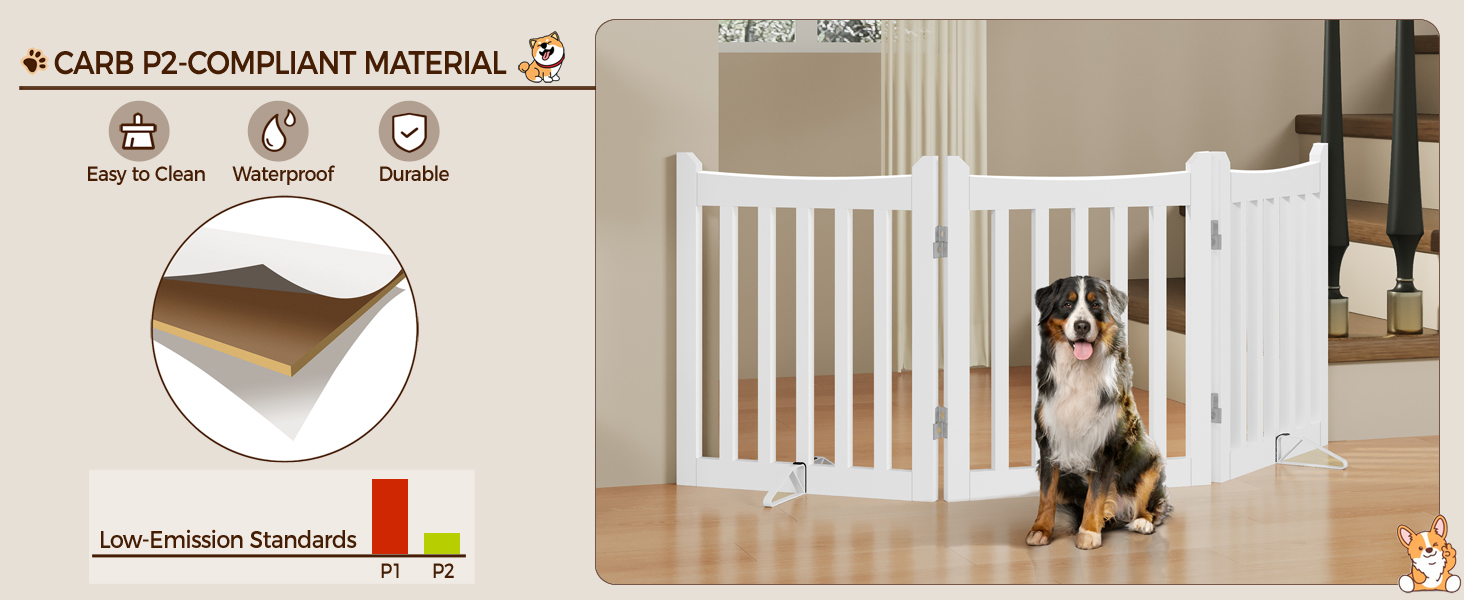 Захисне огорожа для собак Yaheetech, 60,5 x 151,5 см, 3 панелі, біла