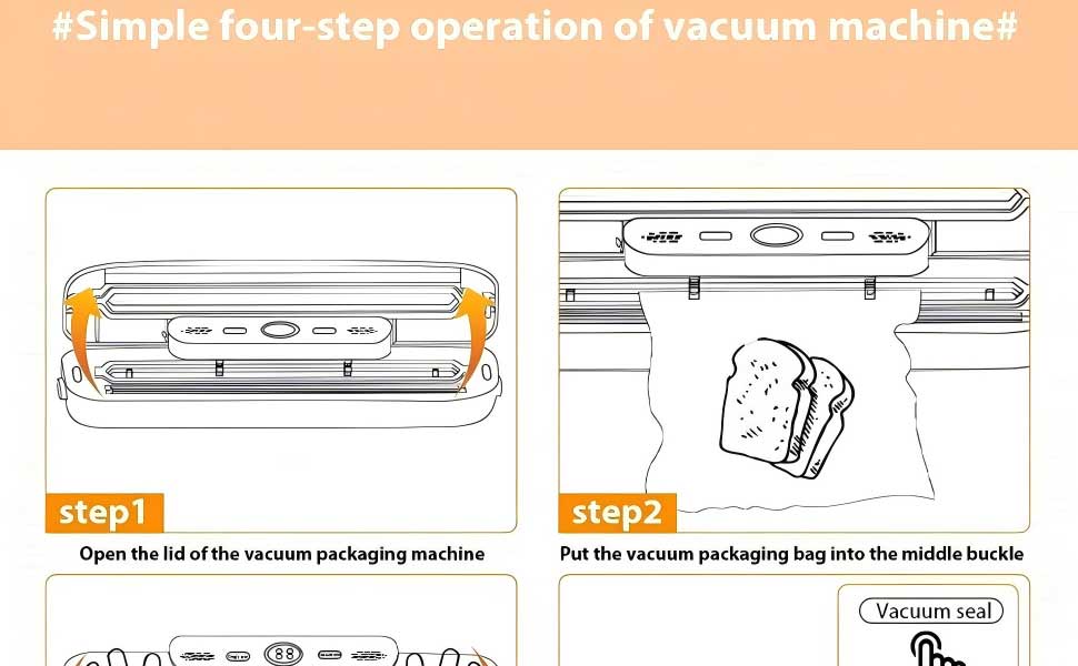 MeteMake Вакууматор автоматичний для продуктів харчування, One-Touch вакуумна запайка, компактна модель (чорний)