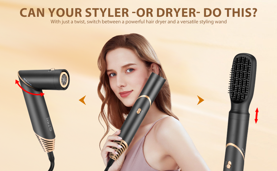 Airstyler 6 в 1: Фен-щітка для волосся Bürste Set, 5 насадок для сушки, випрямлення, локонів, об'єму та догляду. Підходить для всіх типів волосся