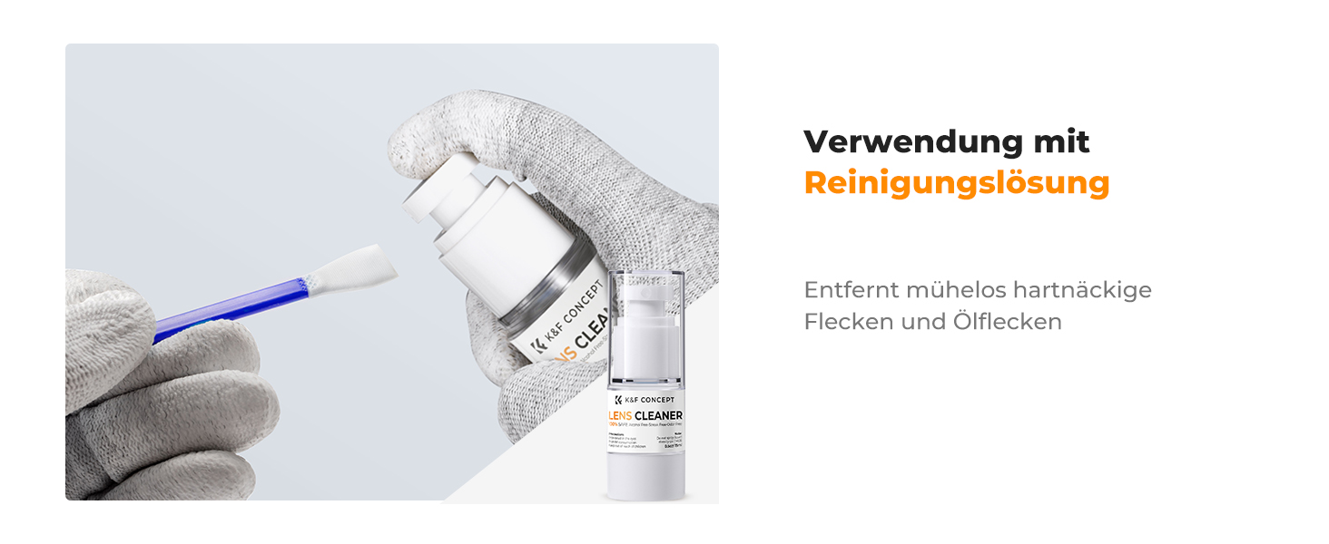 Набір для чищення об'єктивів K&F Concept: для фотоапаратів, об'єктивів, фільтрів та телефонів. З Lenspen, пензликом, мікрофіброю та рідиною для чищення (12 мм, 10 шт.)
