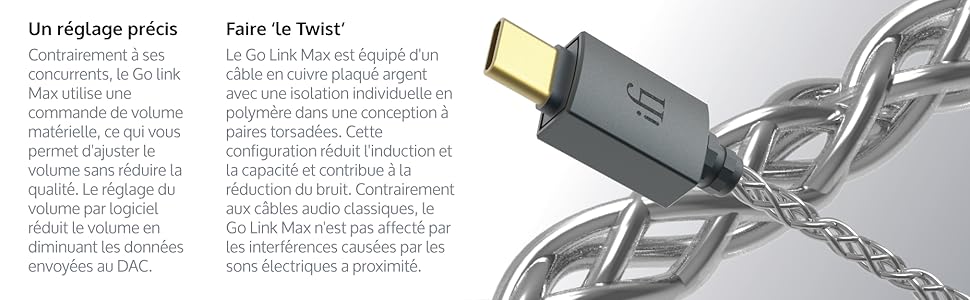 iFi Go Link Max - Портативний підсилювач навушників/ЦАП-донгл USB-C на 3,5/4,4 мм - Plug-and-Play Hi-Res аудіо з покращенням динамічного діапазону - PCM 384kHz/DSD256