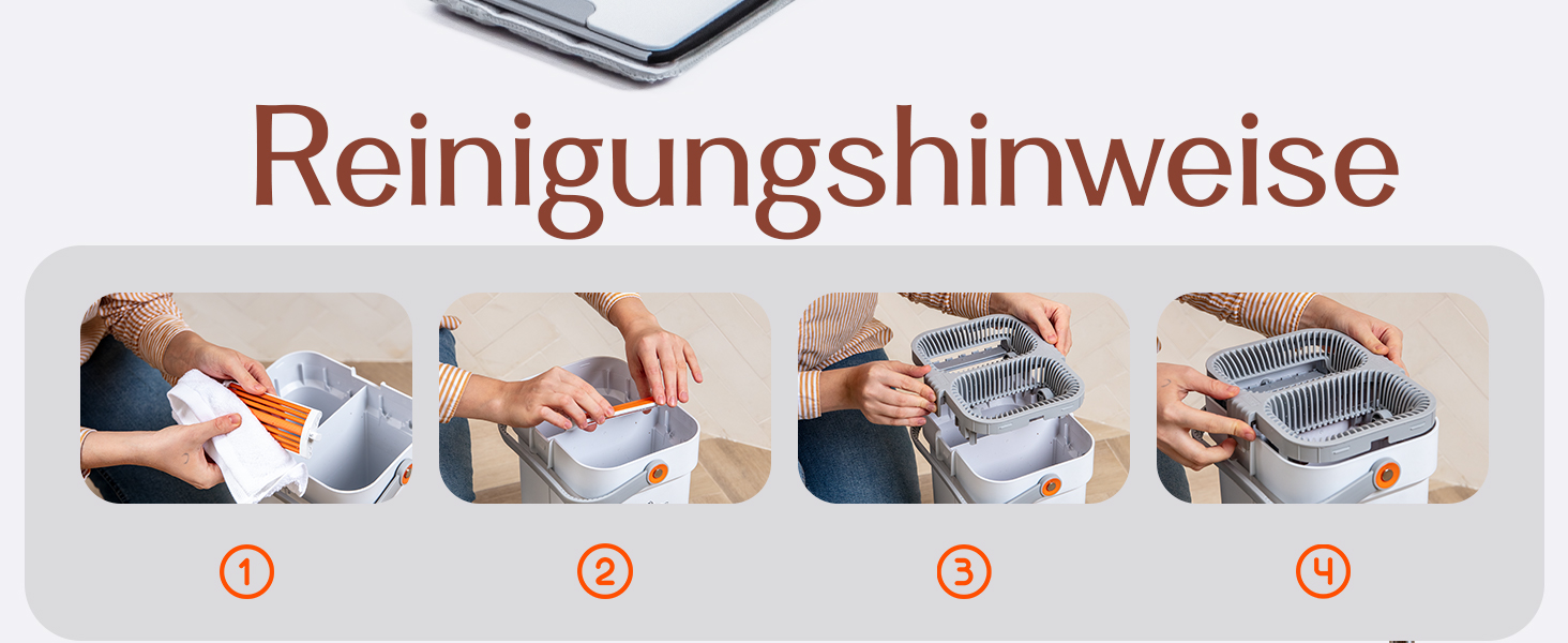 Набір для миття підлоги XL з відром, 2-камерна система, телескопічна ручка 143-181 см, плоский моп 40 см, самовіджимання з видаленням шерсті тварин та 2 мікрофібровими накладками, білий – ALANBERG®